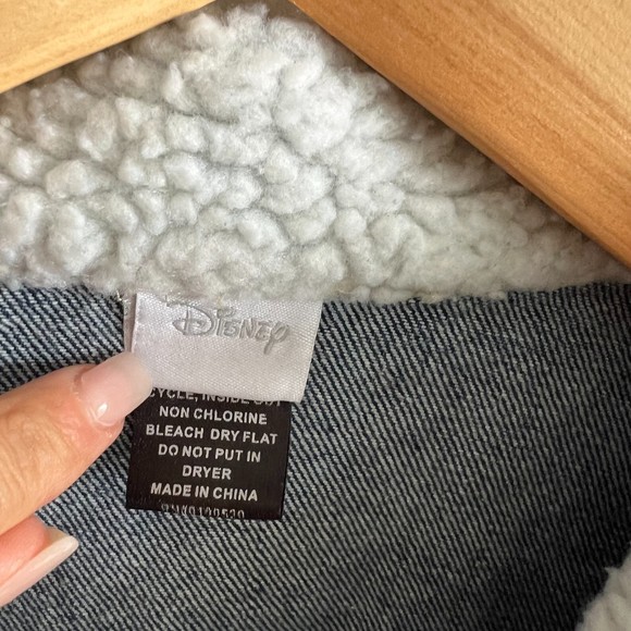 DISNEY Mickey Mouse Sherpa Collar Denim Jean Jacket Womens Medium - Picture 8 of 10